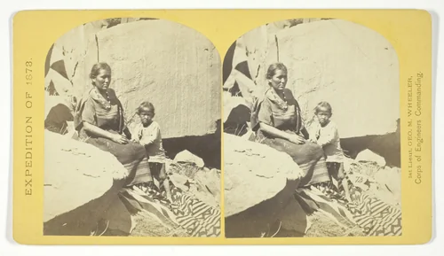 Navajo Indian Squaw, and Child, at their home, in Cañon de Chelle, No. 27 from the series "Geographical Explorations and Surveys West of the 100th Meridian" by Timothy O'Sullivan, photograph, 1873