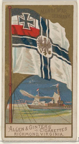 Man of War, Germany, from the Naval Flags series (N17) for Allen & Ginter Cigarettes Brands by Allen & Ginter, print, 1886-1891