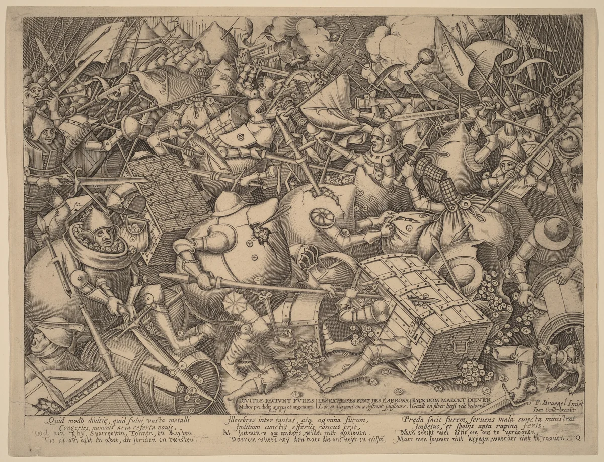 The Battle of the Moneybags and the Strongboxes by Pieter van der Heyden
Pieter Bruegel the Elder
Joannes Galle, print, 1492-1611