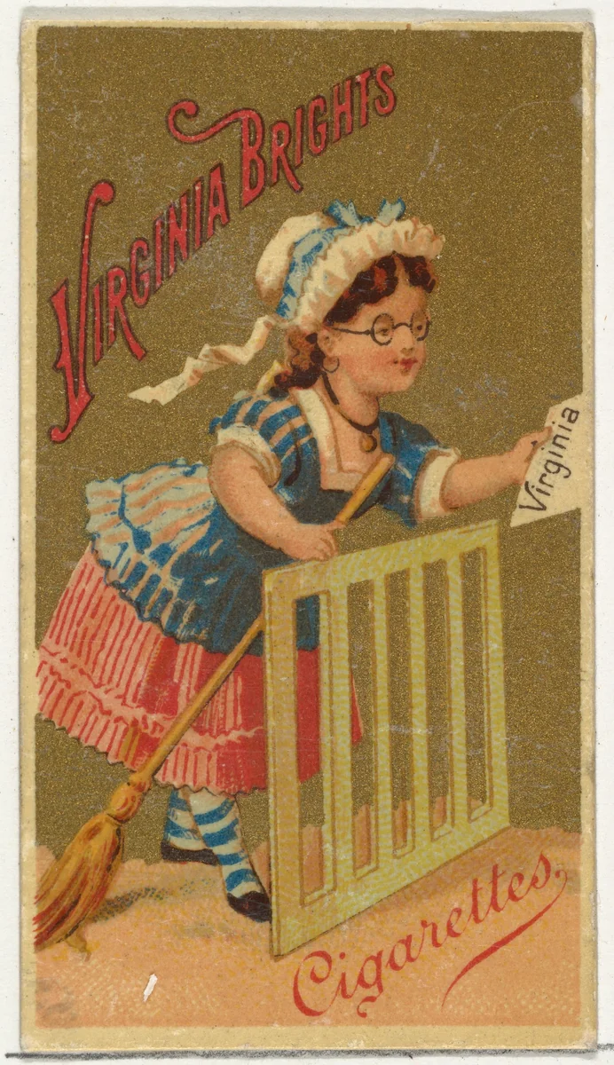 From the Girls and Children series (N64) promoting Virginia Brights Cigarettes for Allen & Ginter brand tobacco products by Allen & Ginter, print, 1886