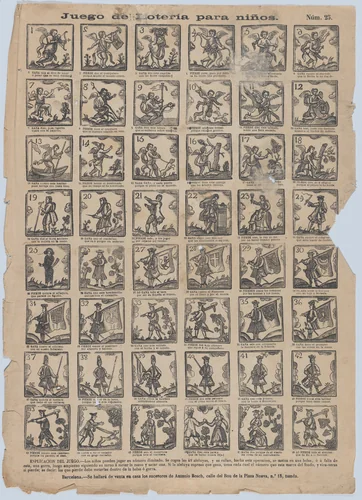 Lottery game for children by Antonio Bosch, print, 1855-1865