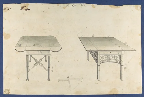 Breakfast Tables, from Chippendale Drawings, Vol. II by Thomas Chippendale, drawing, 1754