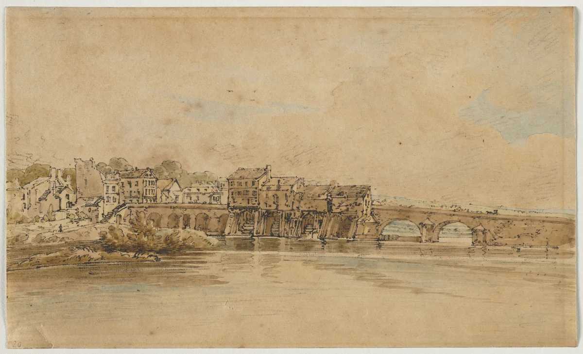 A Selection of Twenty of the Most Picturesque Views in Paris: On the Banks of the Marne below the Bridge at Charenton by Thomas Girtin, print, 1802