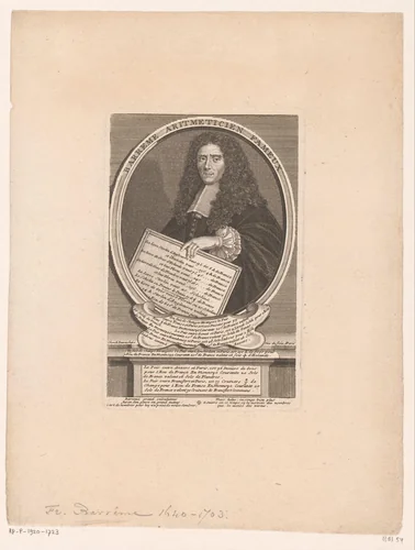Portret van François Barrême by Étienne Desrochers, print, 1726