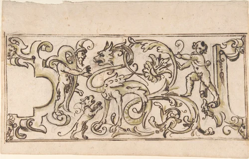 Grotesque Ornament Drawing by anonymous, drawing, 1600-1699
