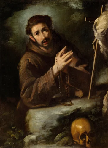 Saint Francis in Prayer by Bernardo Strozzi, painting, 1620-1630