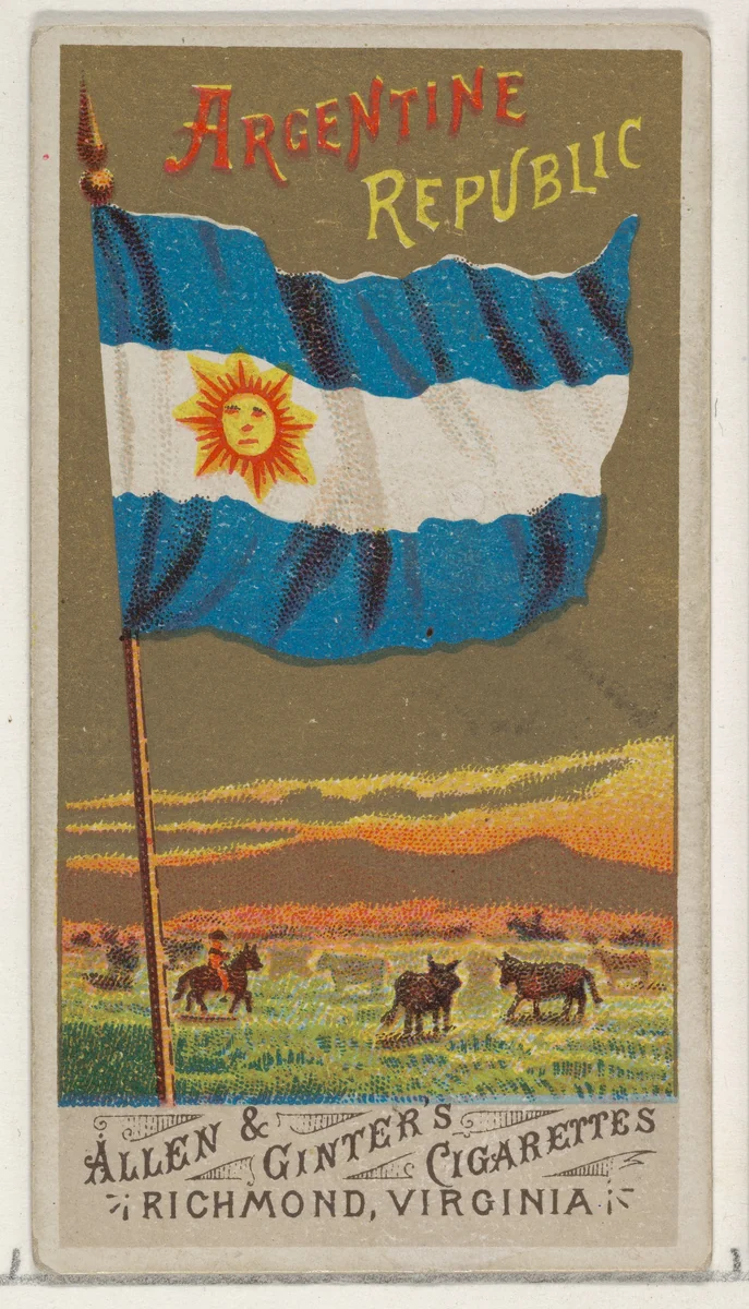 Argentine Republic, from Flags of All Nations, Series 1 (N9) for Allen & Ginter Cigarettes Brands by Allen & Ginter, print, 1887