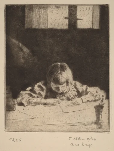 The Little Student by Julian Alden Weir, print, 1890