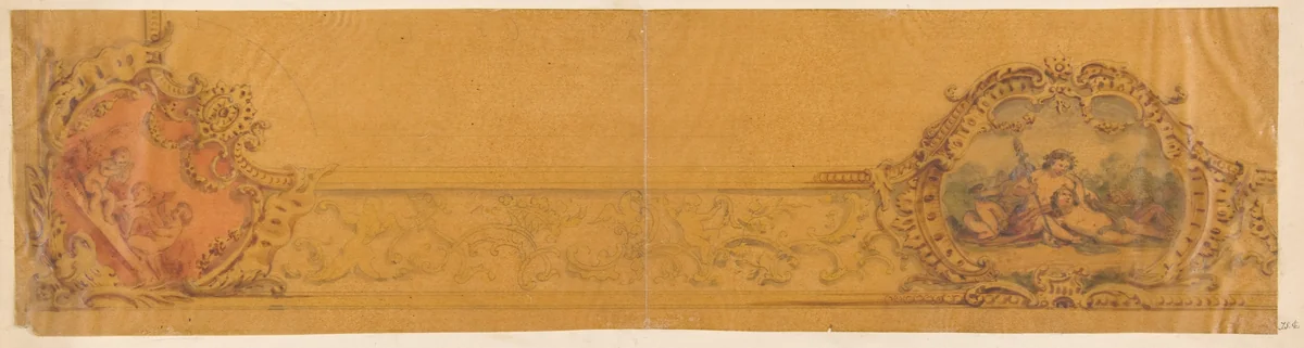 Design for the decorative border around a ceiling by Jules-Edmond-Charles Lachaise, drawing, 1830-1897