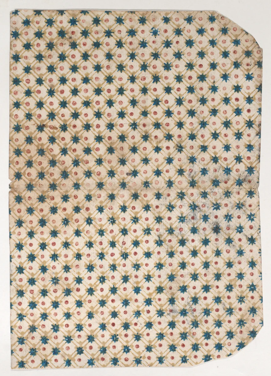 Book cover with overall pattern of stars and dots by anonymous, print, 1800-1900