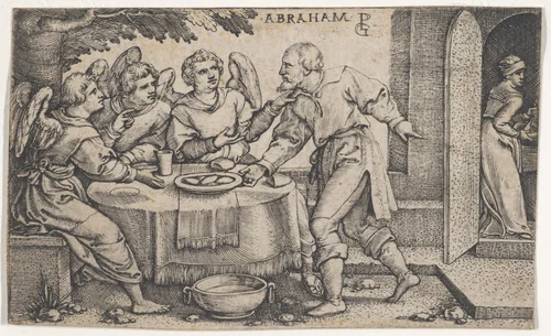 The Three Angels Visiting Abraham, from "The Story of Abraham" by Georg Pencz, print, 1500-1550