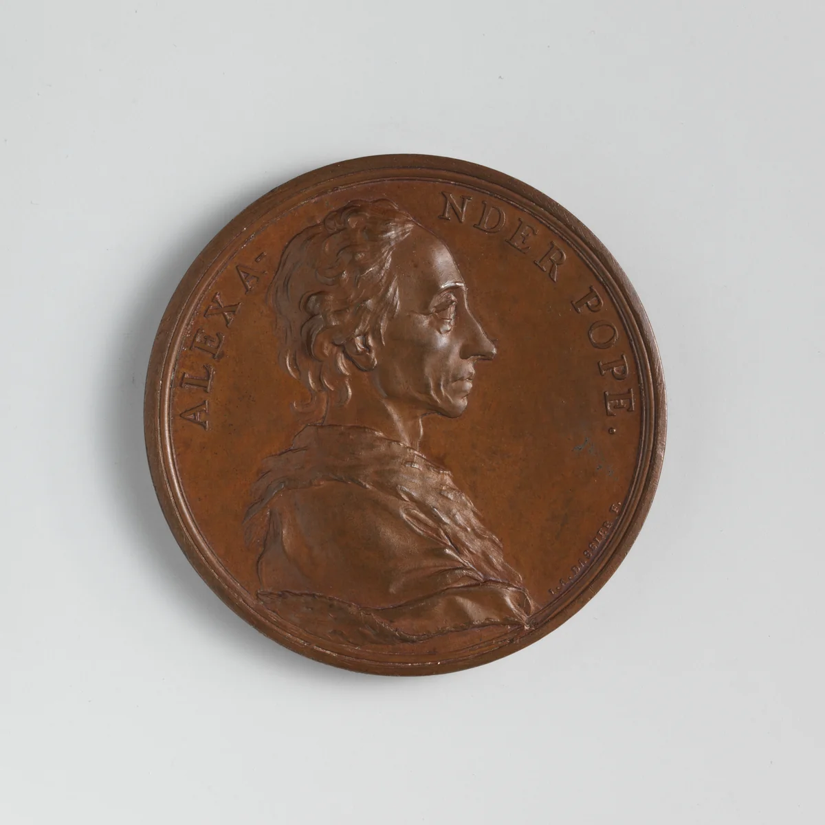 Alexander Pope (1688–1744) by Jacques-Antoine Dassier, metalwork, 1741