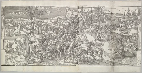 The Passage of a Caravan from the frieze Ces Moeurs et fachons de faire de Turcz (Customs and Fashions of the Turks) by Pieter Coecke van Aelst, print, 1553