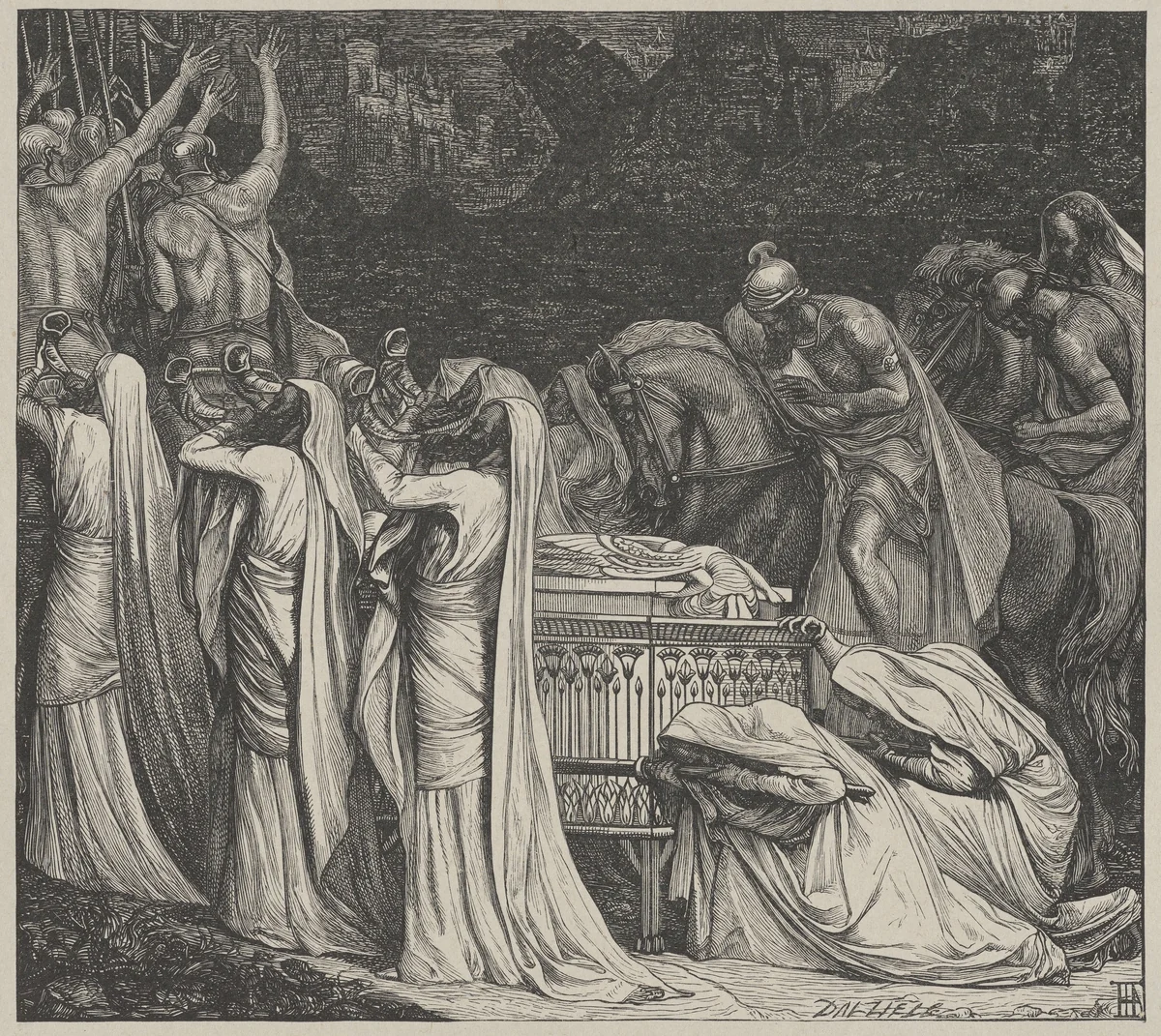 The Fall of the Walls of Jericho, from "Dalziels' Bible Gallery" by Henry Hugh Armstead, print, 1881