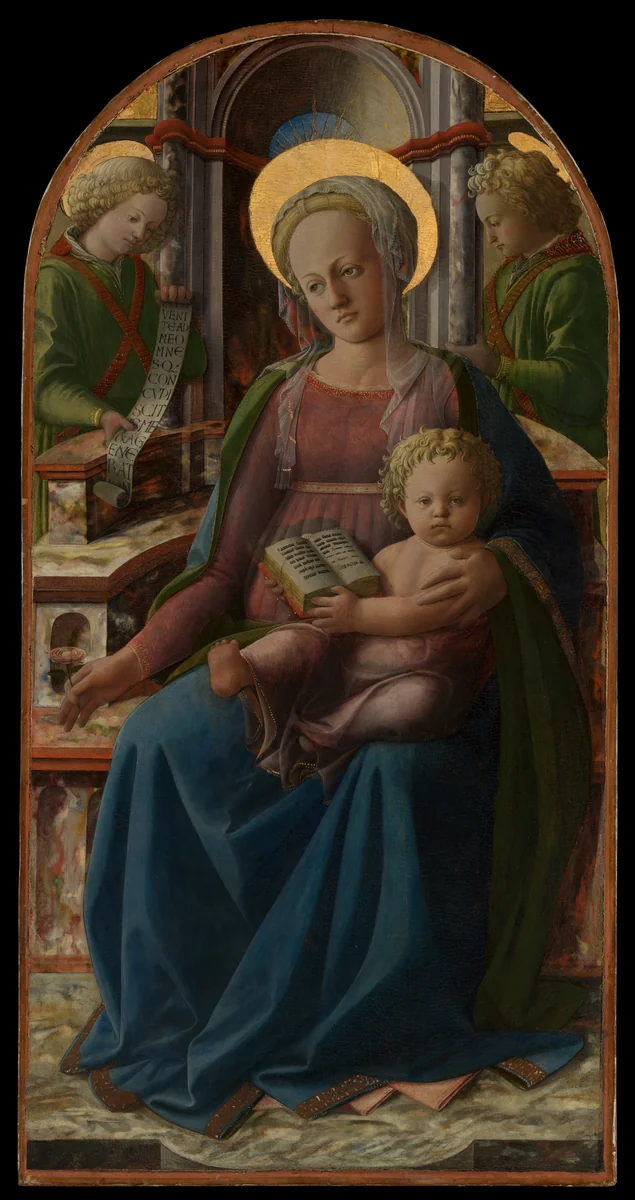 Madonna and Child Enthroned with Two Angels by Fra Filippo Lippi, painting, 1435-1445