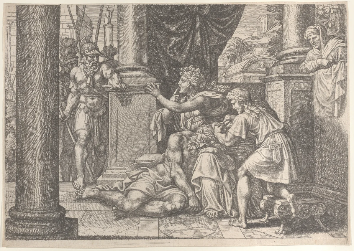 Samson and Delilah by Michel Corneille, print, 1660-1708
