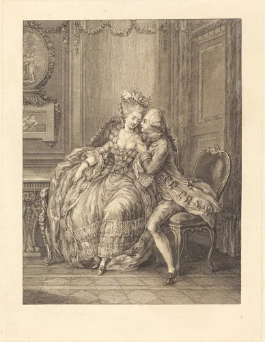 L'amant pressant by Charles Eisen, print, 1700-1799
