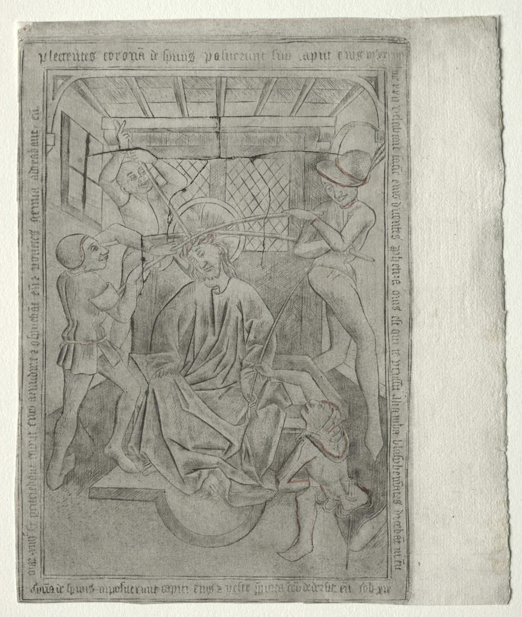 The Passion: Christ Crowning with Thorns by Master of the Banderoles, print, 1450-1475