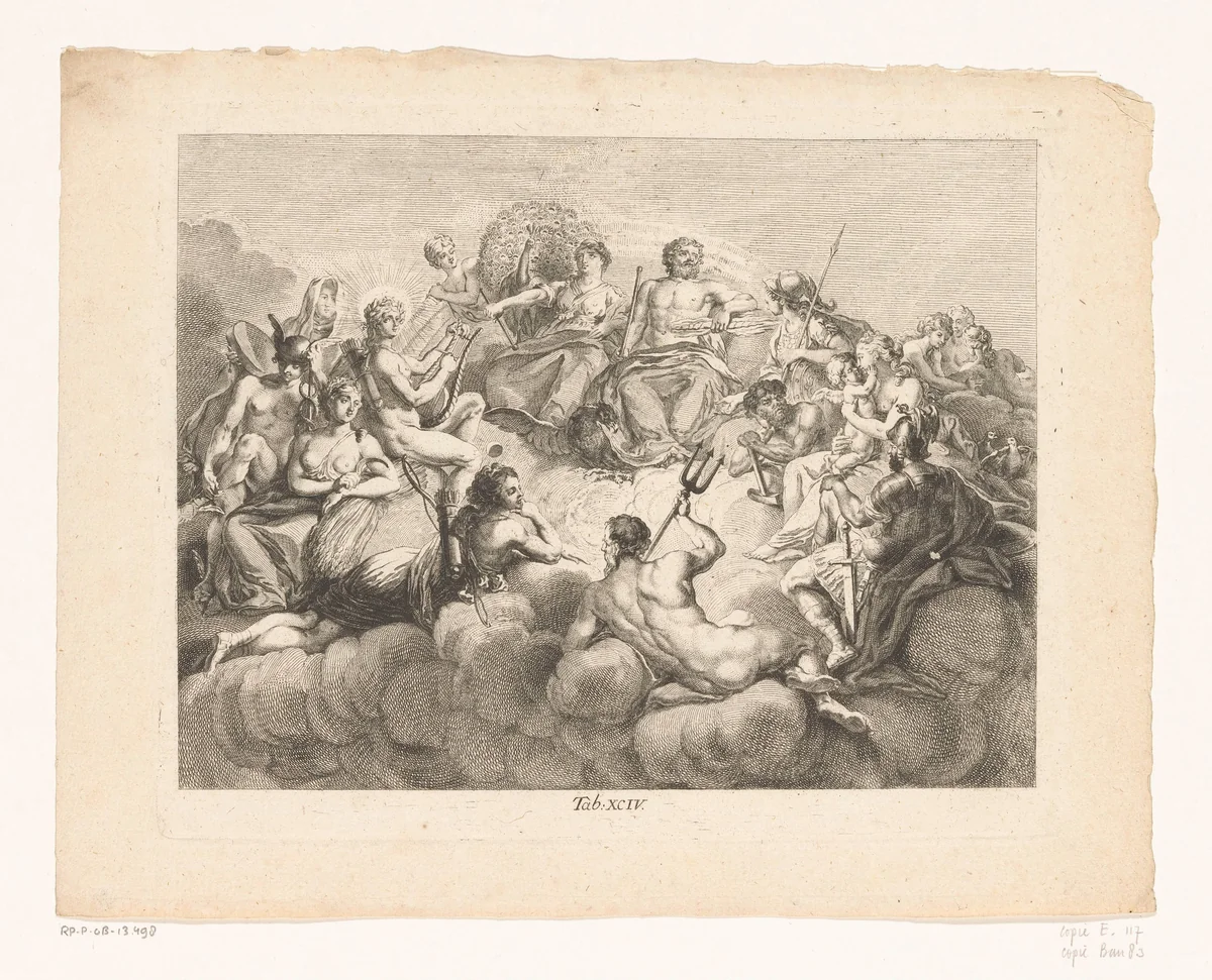 Verzameling der goden op de Olympus by anonymous, print, 1774