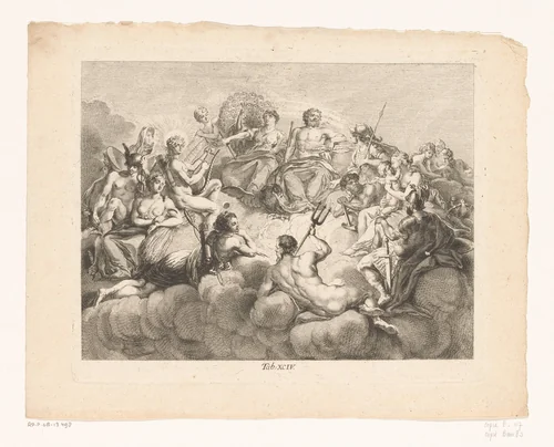Verzameling der goden op de Olympus by anonymous, print, 1774