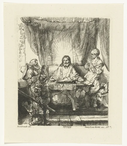 Christ at Emmaus: the larger plate by anonymous, print, 1750-1778