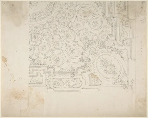 Ceiling Design by Leonardo Marini, drawing, 1700-1800