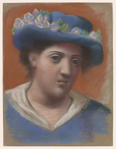 Woman with Flowered Hat by Pablo Picasso, drawing, 1921