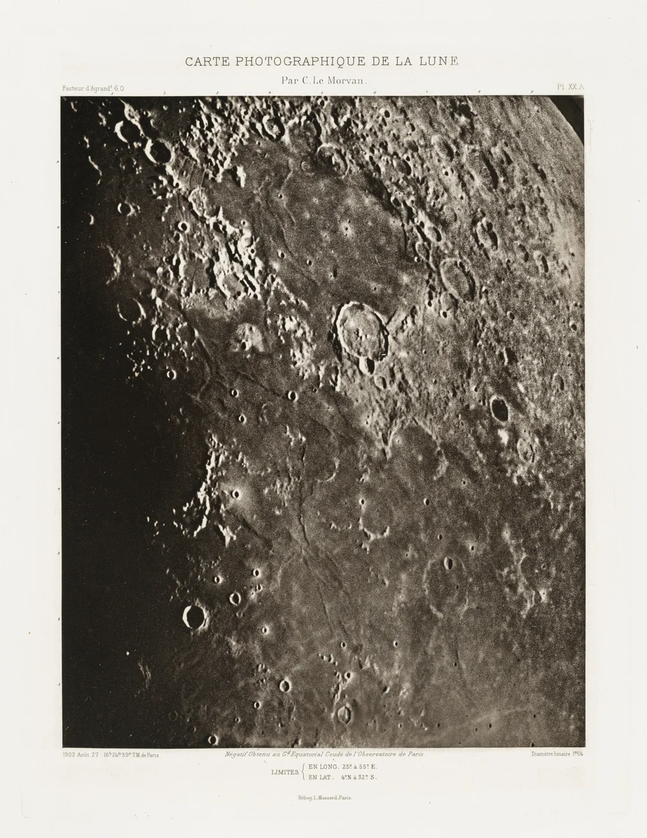 Carte photographique de la lune, planche XX.A (Photographic Chart of the Moon, plate XX.A) by Charles Le Morvan, photograph, 1902-1914