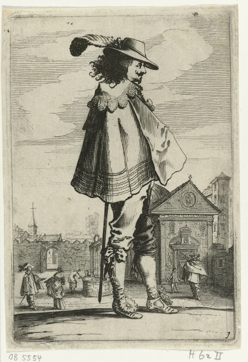 Staande officier en profil by Salomon Savery, print, 1630-1665
