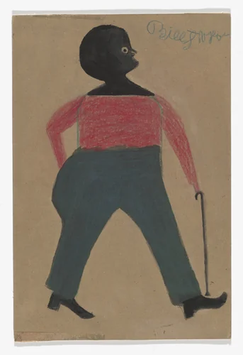 Big Man Walking by Bill Traylor, drawing, 1940