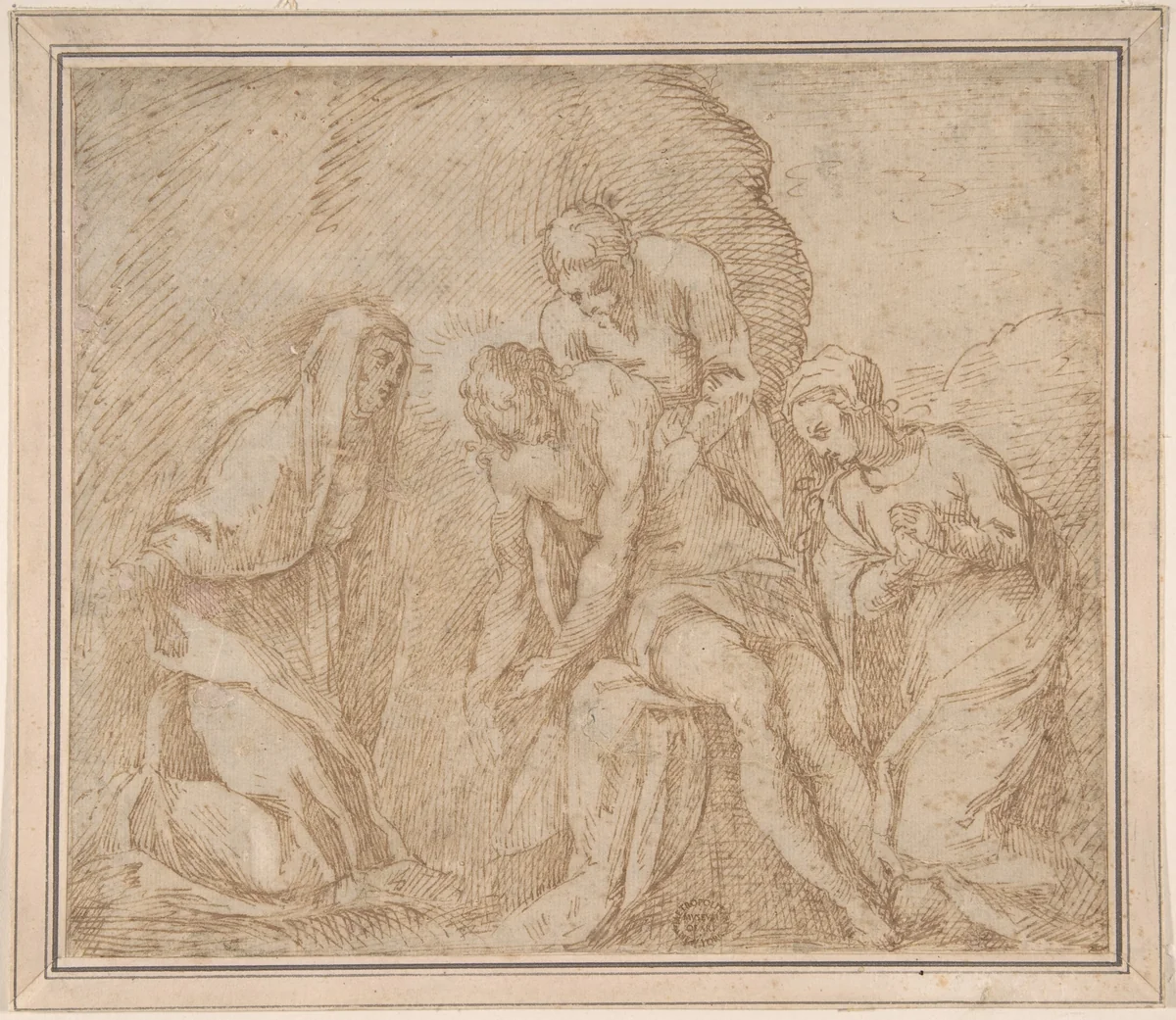 Entombment by anonymous, drawing, 1500-1600
