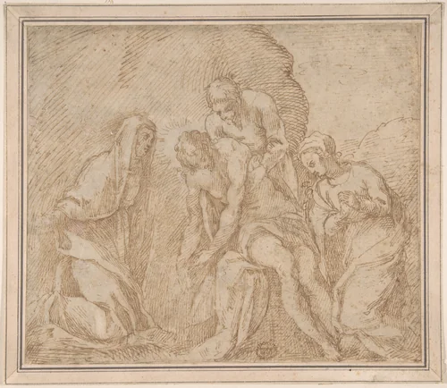 Entombment by anonymous, drawing, 1500-1600