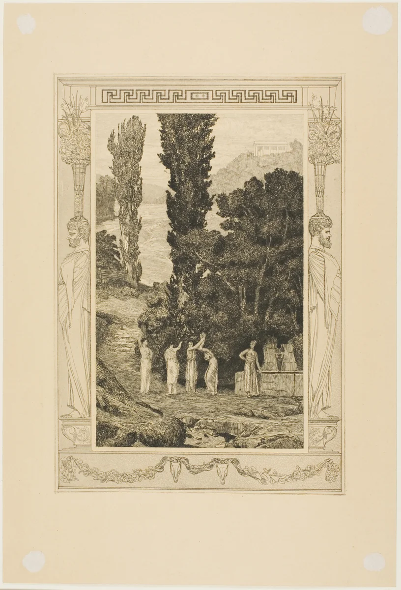 Psyche Wandering, plate 28 from Cupid and Psyche by Max Klinger, print, 1880