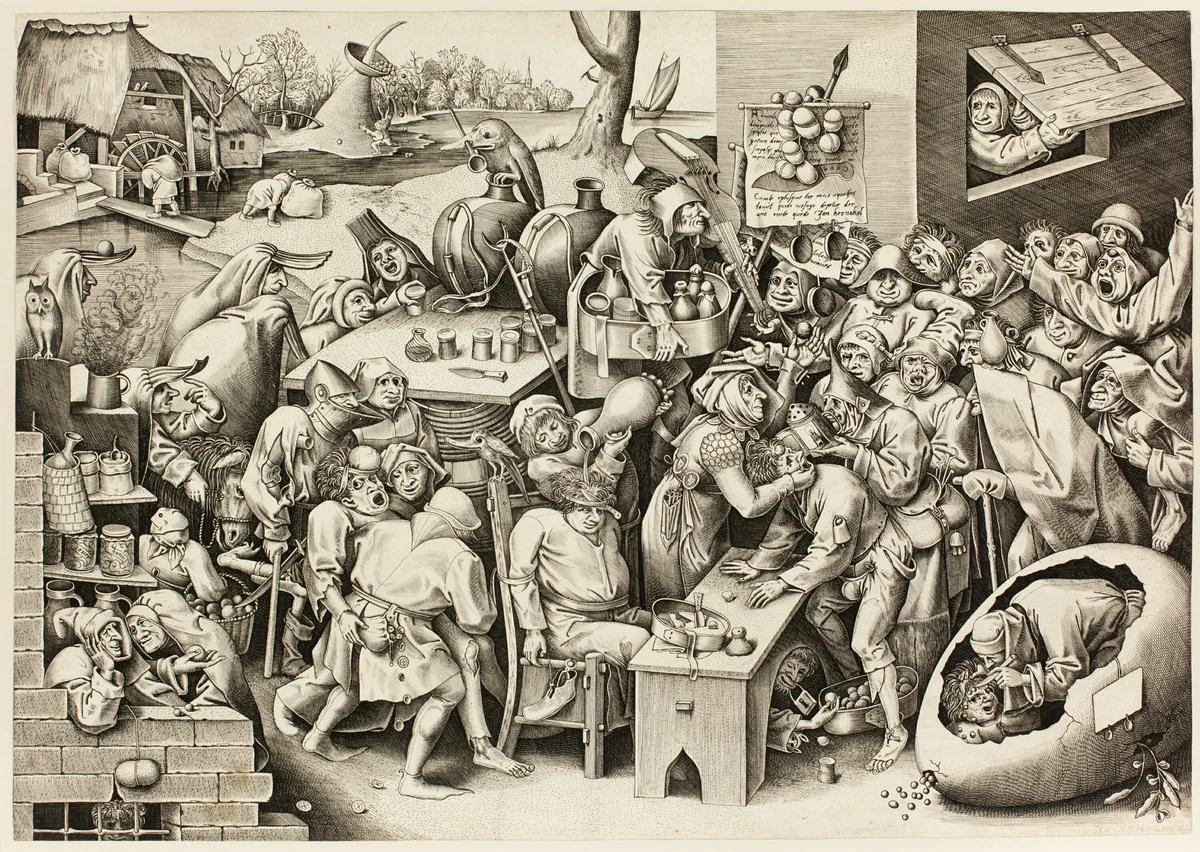 The Stone Operation or The Witch of Mallegem by Pieter van der Heyden, print, 1559