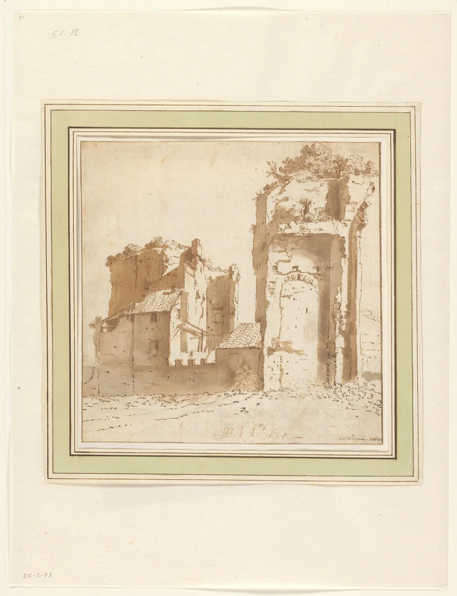 Thermen van Trajanus by Bartholomeus Breenbergh, drawing, 1625