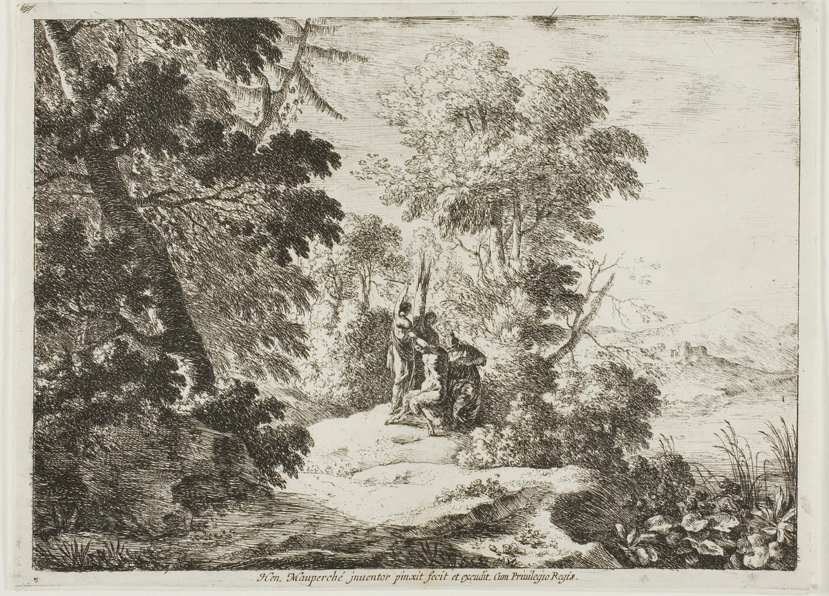 Flaying of Marsyas by Henri Mauperché, print, 1622-1686