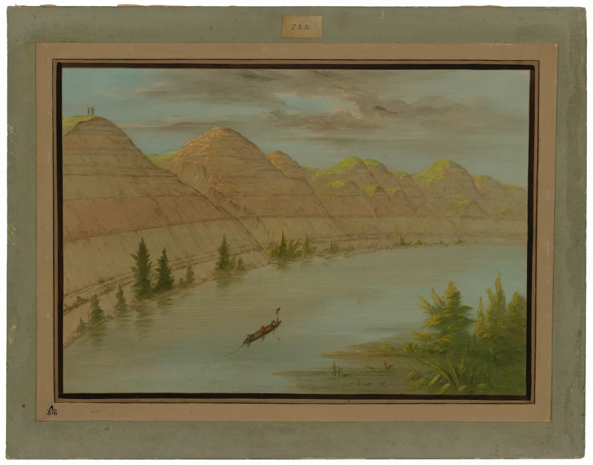 View in the "Grand Detour," Upper Missouri by George Catlin, painting, 1861-1869
