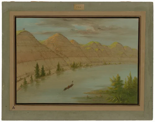 View in the "Grand Detour," Upper Missouri by George Catlin, painting, 1861-1869