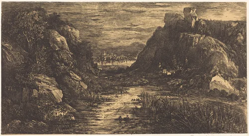 Cite Lointaine by Rodolphe Bresdin, print, 1868