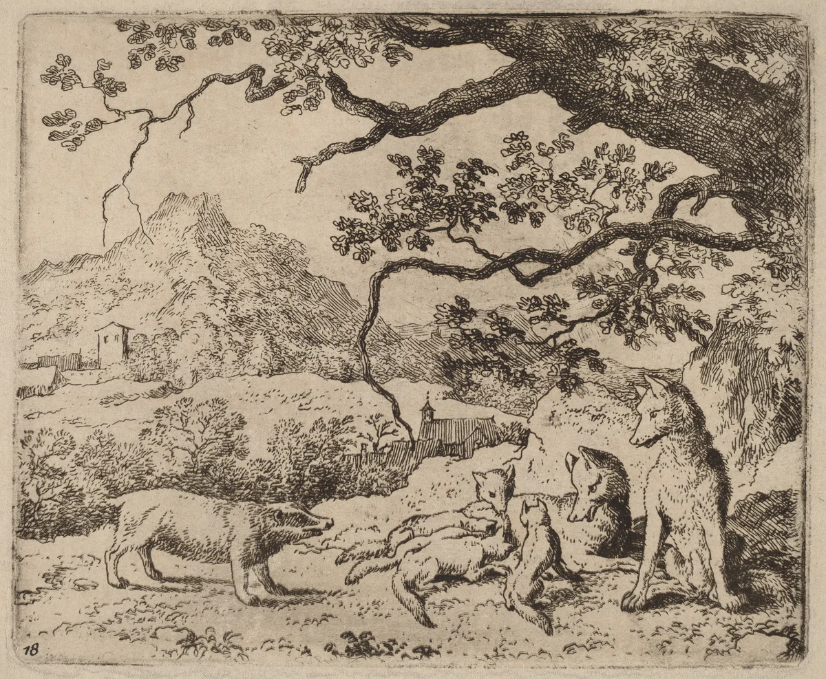 The Badger Sent as Messenger by Allart van Everdingen, print, 1645-1656