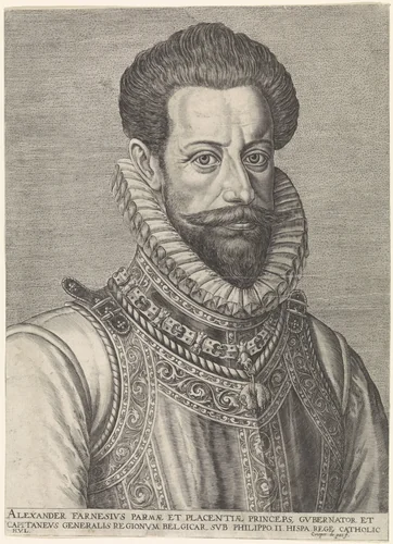 Portret van Alessandro Farnese, hertog van Parma by Unknown, print, 1580-1588