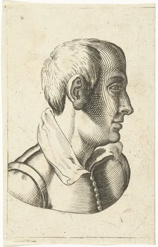 Studiekop van een jonge man by Unknown, print, 1589-1626