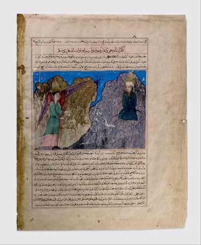 "Muhammad's Call to Prophecy and the First Revelation", Folio from a Majma' al-Tavarikh (Compendium of Histories) by Hafiz-i Abru, manuscript, 1400-1450