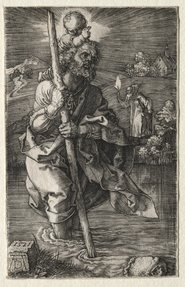 St. Christopher, Facing Right by Albrecht Dürer, print, 1491-1501