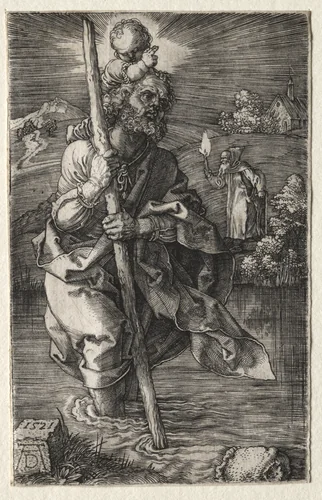 St. Christopher, Facing Right by Albrecht Dürer, print, 1491-1501