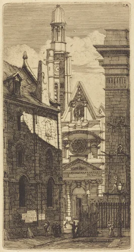 Saint-Etienne-du-Mont, Paris (Church of St. Stephen of the Mount, Paris) by Charles Meryon, print, 1852