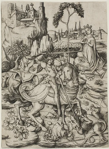 Saint George with the Stork's Nest by Master E. S., print, 1445-1455