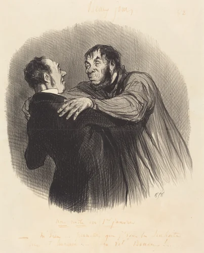 Une Visite du 1er Janvier by Honoré Daumier, print, 1846