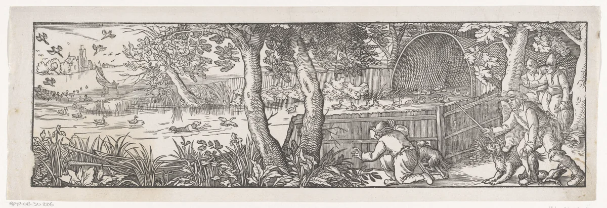 Eendenjacht by Philips Serwouters, print, 1601-1650