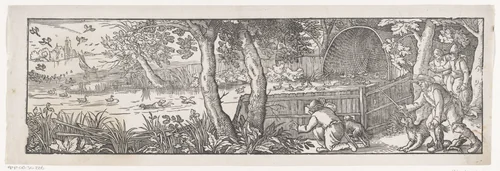 Eendenjacht by Philips Serwouters, print, 1601-1650